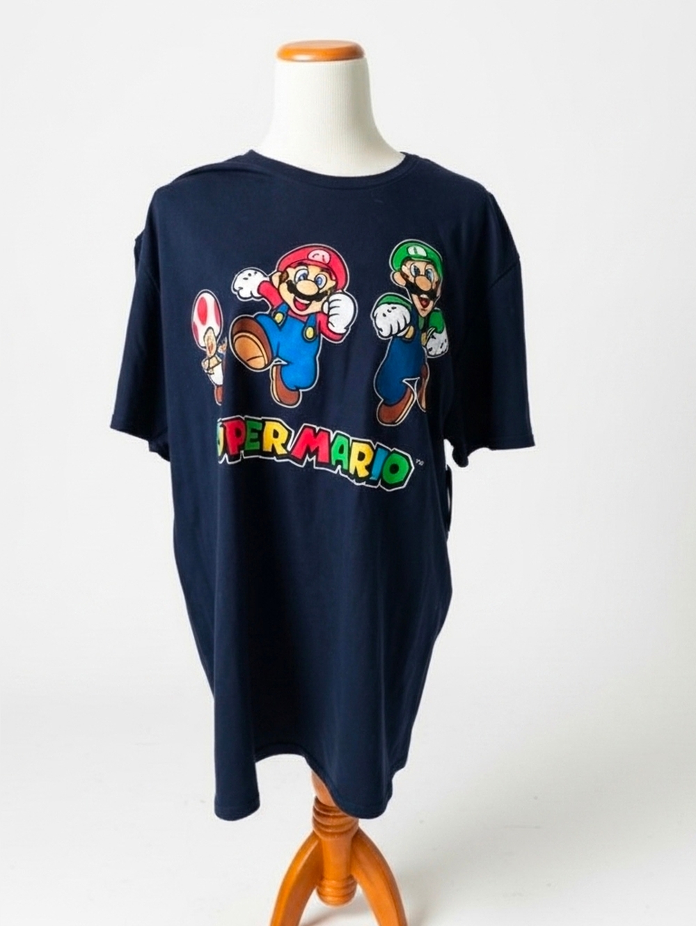 Nintendo Super Mario Logo Tee - Navy with Red, Yellow & Green